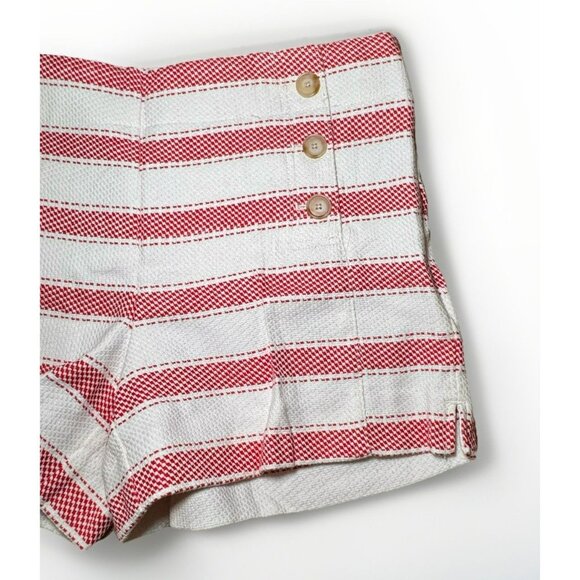 Ann Taylor Loft Red & White Striped Riviera Short Cotton Blend Size 8 - Picture 2 of 8